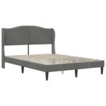 Bed Frame with Headboard Dark Grey 153 x 203 cm Velvet