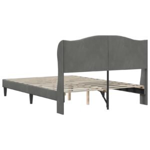 Bed Frame with Headboard Dark Grey 153 x 203 cm Velvet
