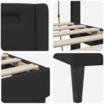Bed Frame with LED Strip Lights Black 90 x 190 cm Faux Leather