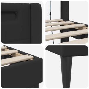 Bed Frame with LED Strip Lights Black 90 x 190 cm Faux Leather