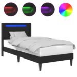 Bed Frame with LED Strip Lights Black 90 x 190 cm Faux Leather