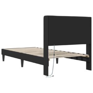 Bed Frame with LED Strip Lights Black 90 x 190 cm Faux Leather