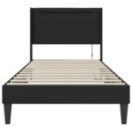 Bed Frame with LED Strip Lights Black 90 x 190 cm Faux Leather