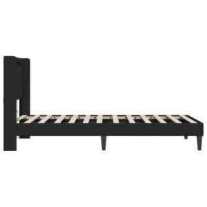 Bed Frame with LED Strip Lights Black 90 x 190 cm Faux Leather