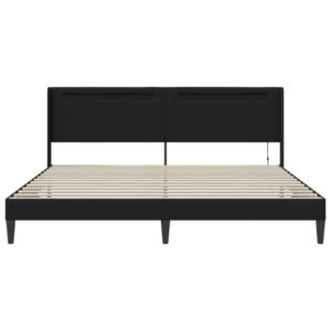 Bed Frame with LED Strip Lights Black 180 x 200 cm Faux Leather