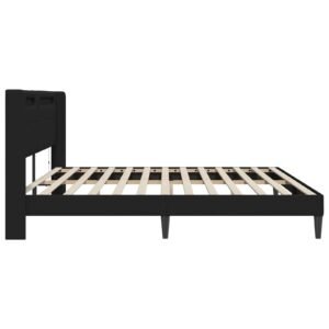 Bed Frame with LED Strip Lights Black 180 x 200 cm Faux Leather