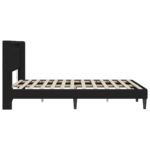 Bed Frame with LED Strip Lights with Headboard Faux Leather