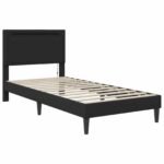 Bed Frame with LED Strip Lights Black 90 x 190 cm Faux Leather