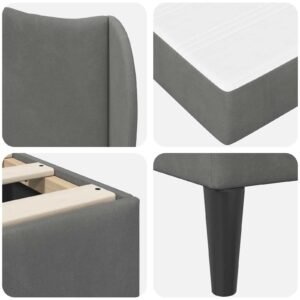 Bed Frame with Headboard Dark Grey 90 x 190 cm Velvet
