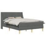 Bed Frame with Mattress Dark Grey 137 x 190 cm Fabric