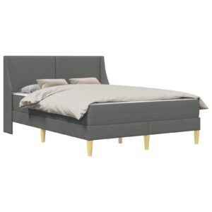 Bed Frame with Mattress Dark Grey 137 x 190 cm Fabric