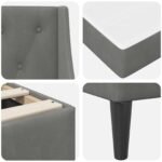 Bed Frame with Mattress Dark Grey 137 x 190 cm Velvet