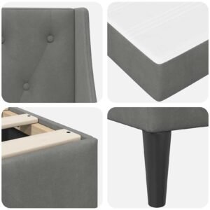 Bed Frame with Mattress Dark Grey 137 x 190 cm Velvet