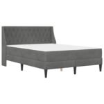 Bed Frame with Mattress Dark Grey 137 x 190 cm Velvet