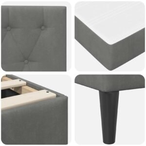 Bed Frame with Mattress Dark Grey 137 x 190 cm Velvet