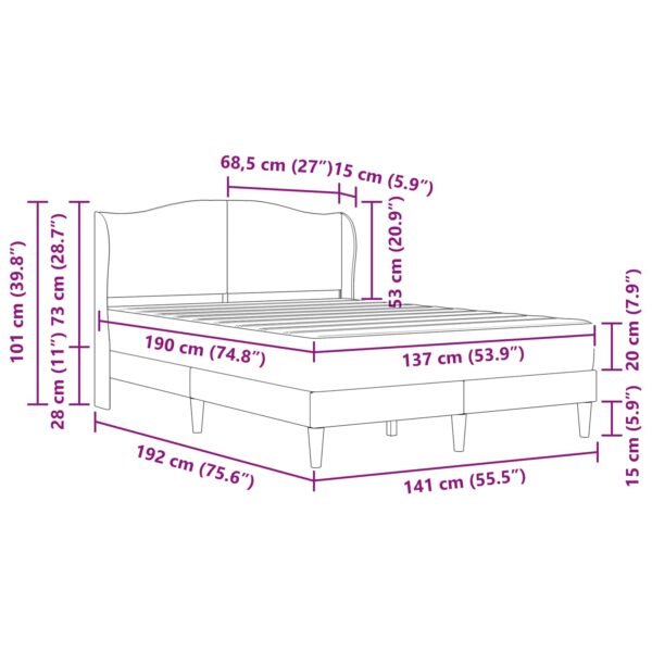 Bed Frame with Headboard Black 137 x 190 cm Faux Leather