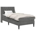 Bed Frame with Mattress Dark Grey 107 x 203 cm Velvet