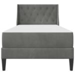 Bed Frame with Mattress Dark Grey 107 x 203 cm Velvet