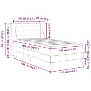 Bed Frame with Mattress Dark Grey 107 x 203 cm Velvet