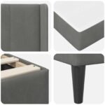 Bed Frame with Mattress Dark Grey 107 x 203 cm Velvet