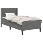 Bed Frame with Mattress Dark Grey 107 x 203 cm Velvet