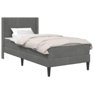 Bed Frame with Mattress Dark Grey 107 x 203 cm Velvet