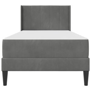 Bed Frame with Mattress Dark Grey 107 x 203 cm Velvet
