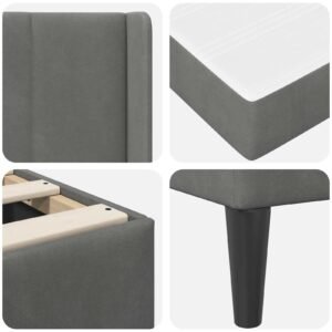 Bed Frame with Mattress Dark Grey 90 x 200 cm Velvet