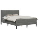 Bed Frame with Mattress Dark Grey 137 x 190 cm Velvet