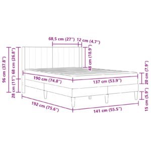 Bed Frame with Mattress Dark Grey 137 x 190 cm Velvet