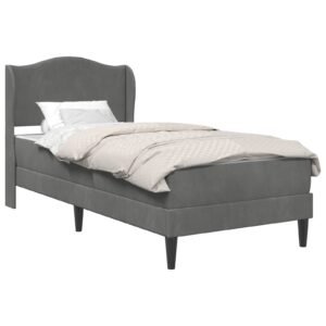 Bed Frame with Headboard Dark Grey 107 x 203 cm Velvet