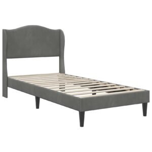Bed Frame with Headboard Dark Grey 107 x 203 cm Velvet