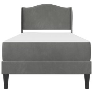Bed Frame with Headboard Dark Grey 107 x 203 cm Velvet