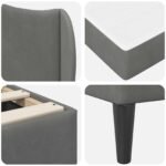 Bed Frame with Headboard Dark Grey 137 x 190 cm Velvet