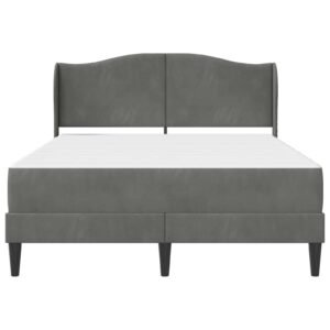 Bed Frame with Headboard Dark Grey 137 x 190 cm Velvet