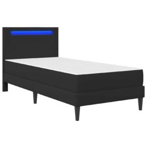Bed Frame with LED Strip Lights Black 90 x 190 cm Faux Leather