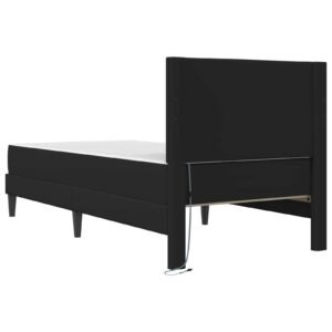 Bed Frame with LED Strip Lights Black 90 x 190 cm Faux Leather