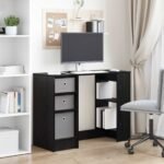Desk with Drawer Black Oak 100 x 40 x 75 cm Engineered Wood