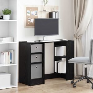Desk with Drawer Black Oak 100 x 40 x 75 cm Engineered Wood
