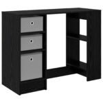 Desk with Drawer Black Oak 100 x 40 x 75 cm Engineered Wood