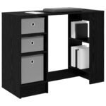 Desk with Drawer Black Oak 100 x 40 x 75 cm Engineered Wood