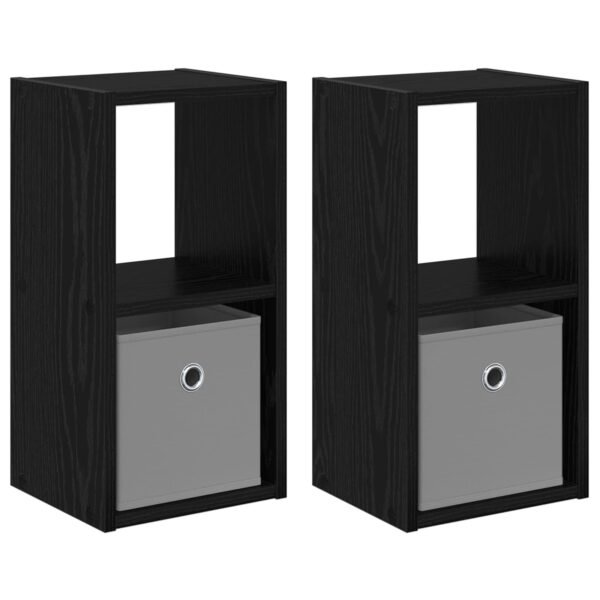 Bedside Table with Drawer 2 pcs Black Oak 25.5 x 22 x 49.5 cm