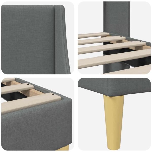 Bed Frame with Headboard Dark Grey 137 x 190 cm Fabric