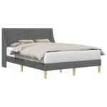 Bed Frame with Headboard Dark Grey 153 x 203 cm Fabric