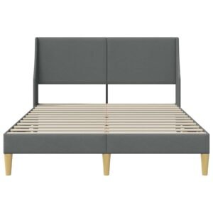 Bed Frame with Headboard Dark Grey 153 x 203 cm Fabric