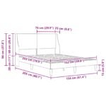Bed Frame with Headboard Dark Grey 153 x 203 cm Fabric