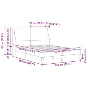Bed Frame with Headboard Dark Grey 153 x 203 cm Fabric