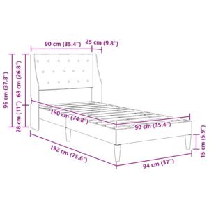 Bed Frame with Headboard Dark Grey 90 x 190 cm Velvet