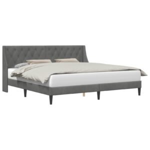 Bed Frame with Headboard Dark Grey 180 x 200 cm Velvet