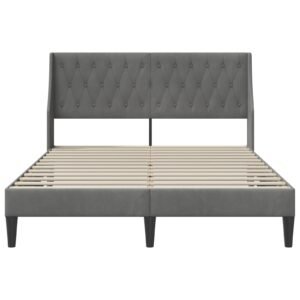 Bed Frame with Headboard Dark Grey 137 x 190 cm Velvet
